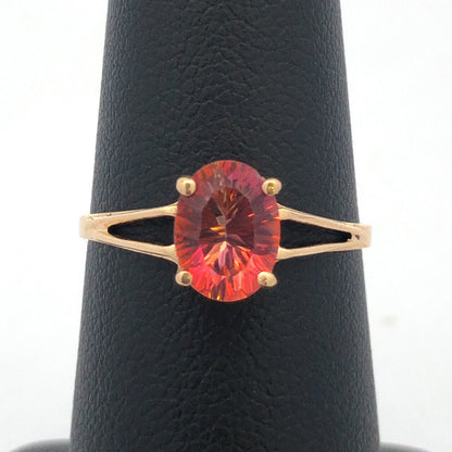 Designer 14K Yellow Gold Oval Mystic Topaz Solitaire Cocktail Ring