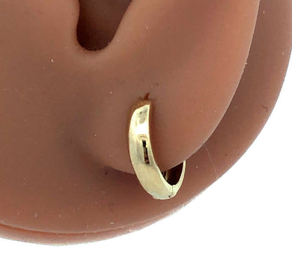 Designer EHC 14K Yellow Gold Polished Round Hinged Huggie Hoop Earrings