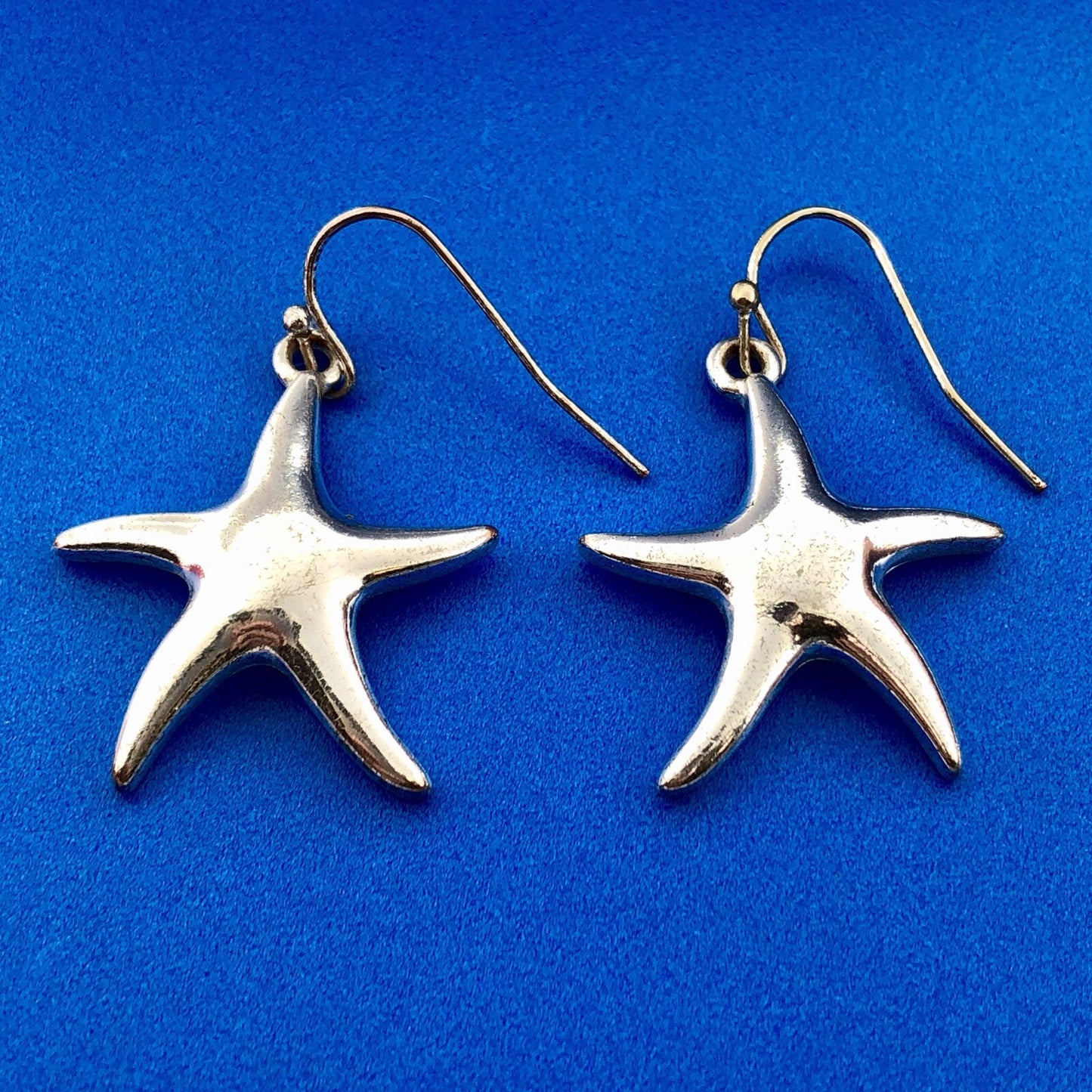Silver Tone Moderist Star Starfish Beach Life Pendant Enhancer Drop Earrings Set