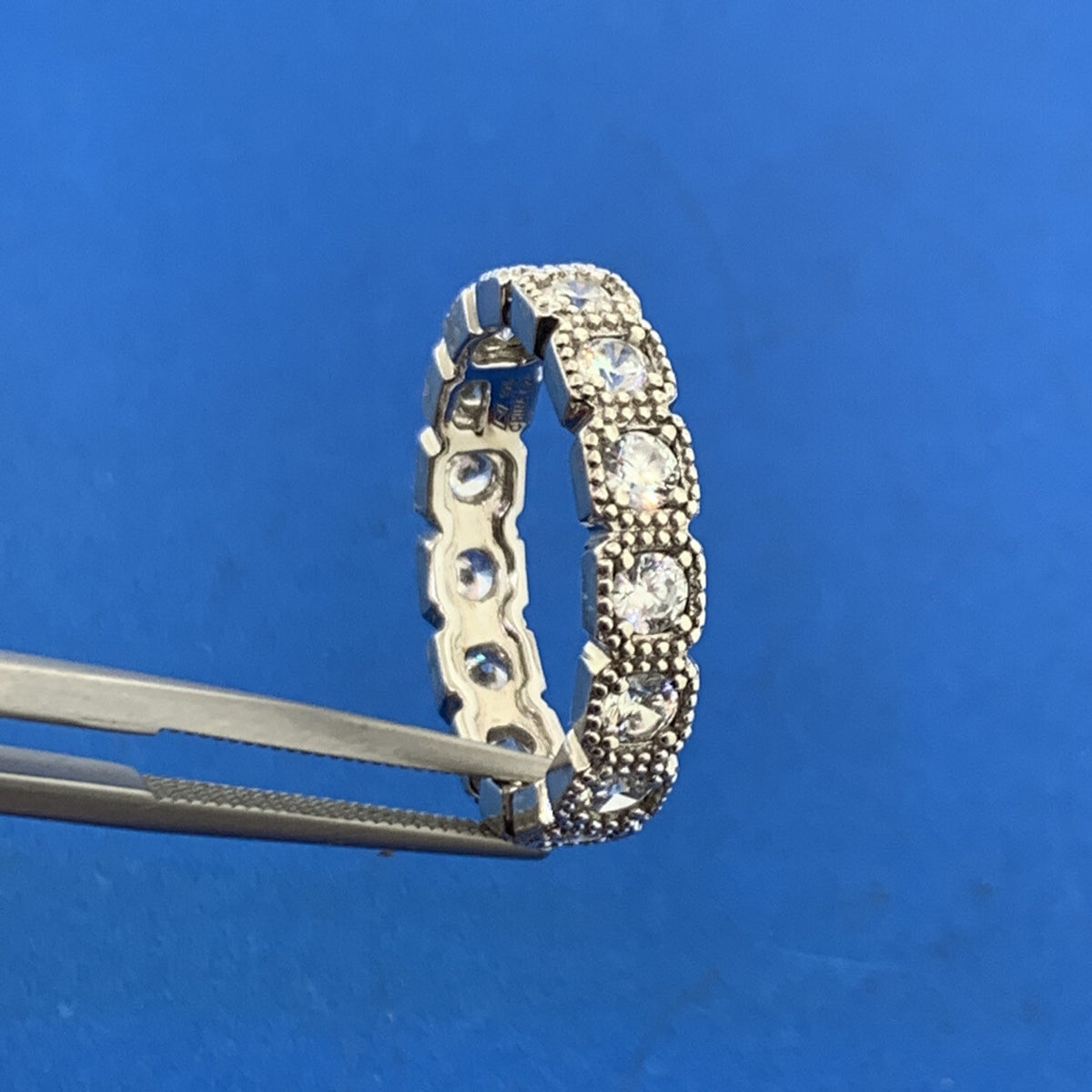 Designer 925 Sterling Silver Cubic Zirconia CZ Eternity Stackable Band Ring