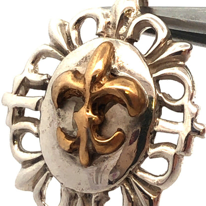 925 Sterling Silver Two Tone Fleur De Lis Go Saints Oval Charm Pendant