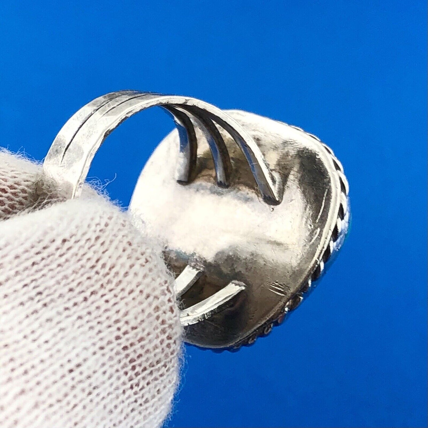 Old Pawn 925 Sterling Silver Natural Turquoise Chunk Statement Finger Ring