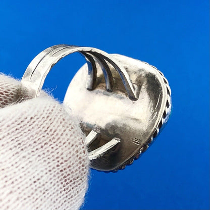 Old Pawn 925 Sterling Silver Natural Turquoise Chunk Statement Finger Ring