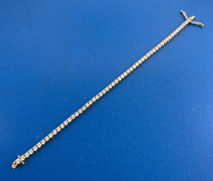 Designer 10K Yellow Gold Round Cubic Zirconia CZ Statement Tennis Bracelet