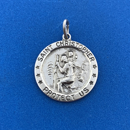 Vintage Danecraft 925 Sterling Silver Saint Christopher Protection Pendant Charm