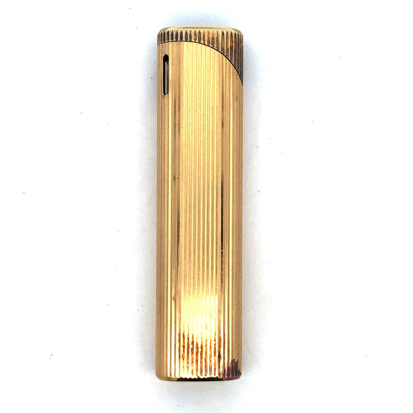 Tiffany & Co Gold Tone Mid Century Ribbed Briquet Slim Butane Lighter