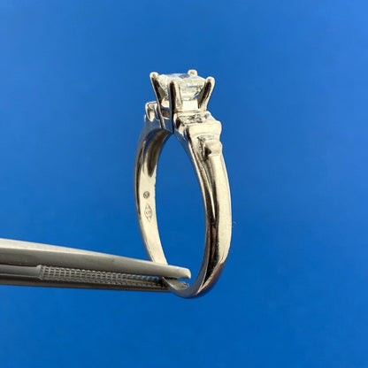 Designer SGS 900 Platinum Princess Diamond Solitaire W/Accents Engagement Ring