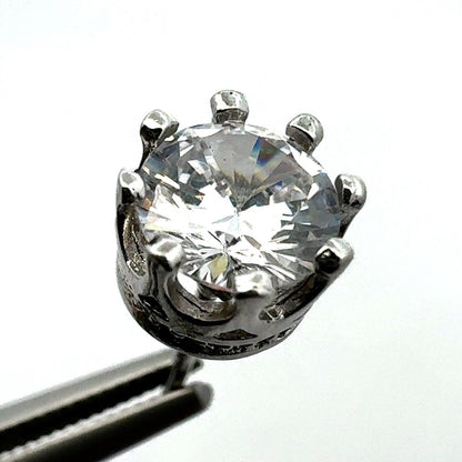 Designer Cubic Zirconia 925 Sterling Silver Round Statement Stud Earrings