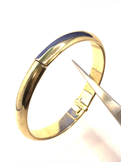 Vintage Designer Whiting & Davis Gold Tone Oval Hinged Cuff Bracelet