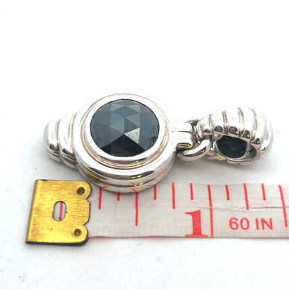 John Hardy JH 925 Sterling Silver Cushion Cut Hematite Enhancer Pendant