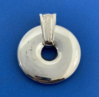 Designer Sterling Silver Vermeil Two Tone Reversible Textured Polished Pendant