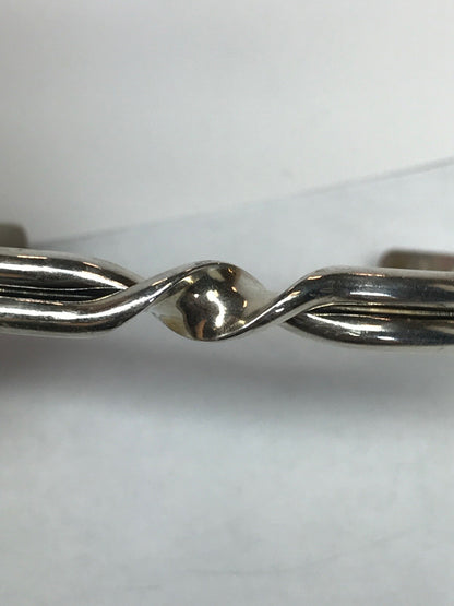 Vintage Sterling Silver 925 Modernist Twist Open Cuff Bracelet