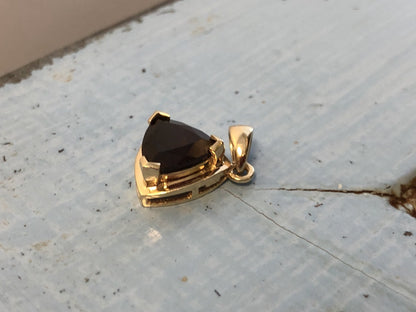 10K Yellow Gold Trillion Cut Garnet January Birthday Anniversary Pendant
