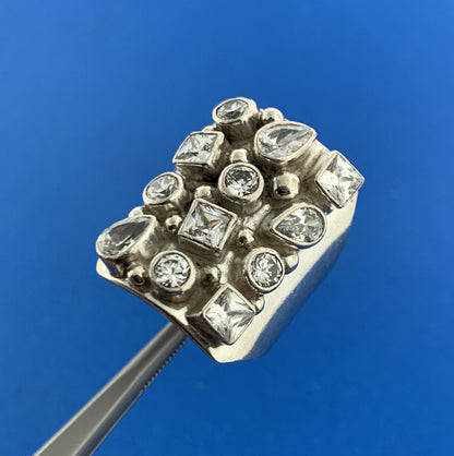 Bilagaanas Native American Artisan Sterling Silver Cubic Zirconia Statement Ring