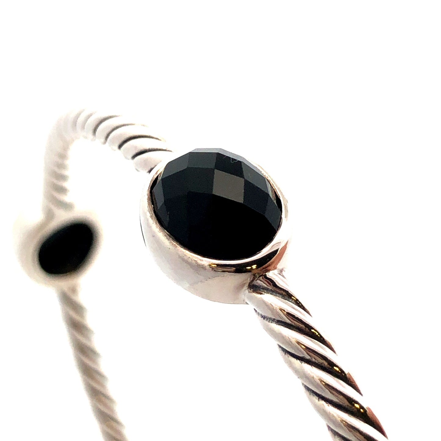 925 Sterling Silver Retired David Yurman Classic Cable Onyx Station Bracelet