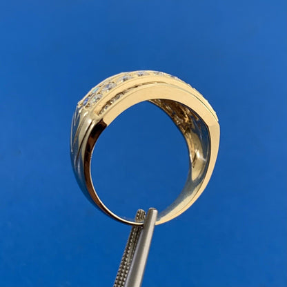 Designer 14K Yellow Gold Cubic Zirconia CZ Five Row Statement Band Ring