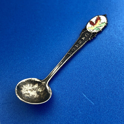 BMCo Sterling Silver Multi Color Enamel Canada Maple Leaf Souvenir Salt Spoon