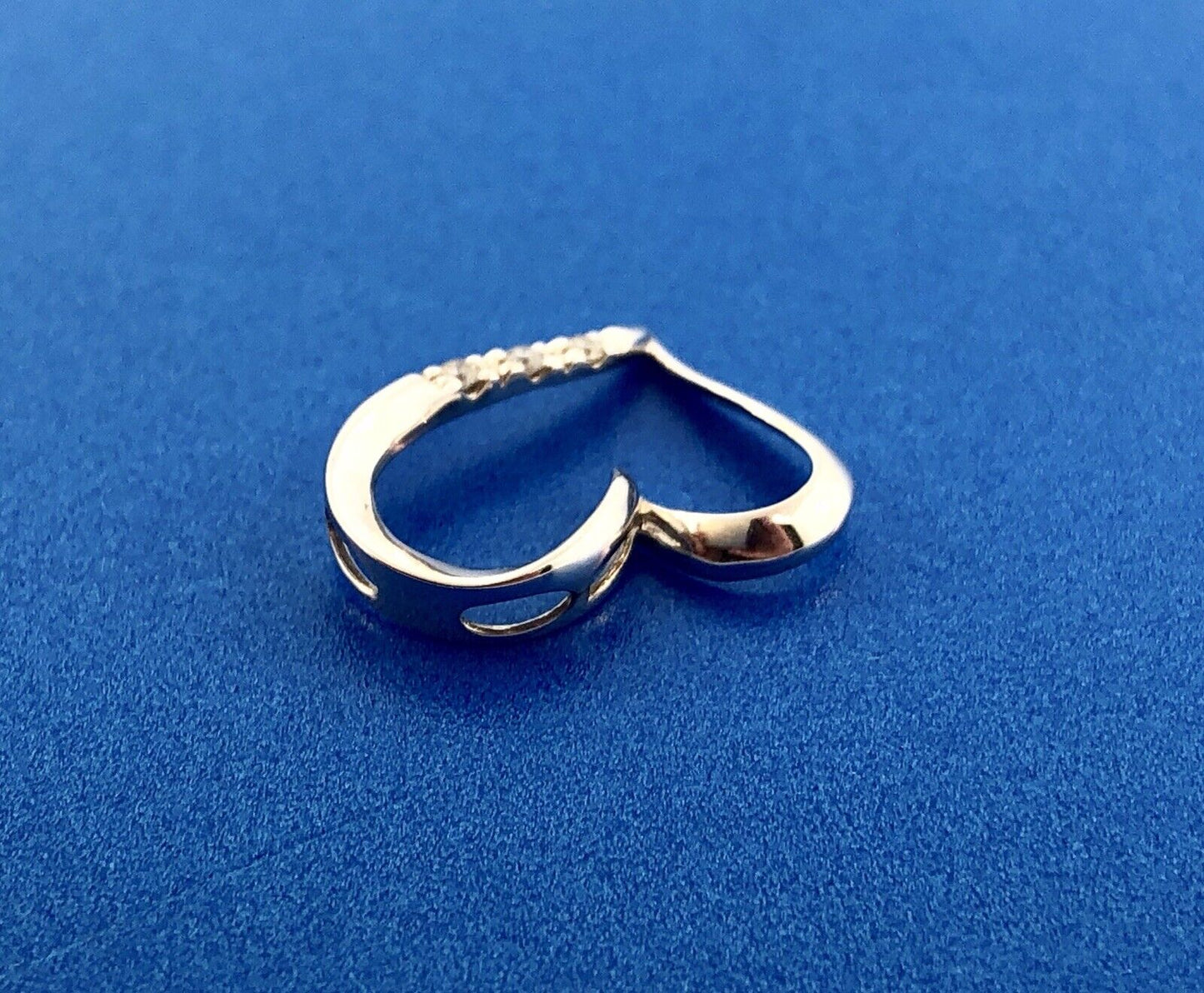 Vintage 10K White Gold Diamond Modernist Abstract Heart Sweetheart Pendant