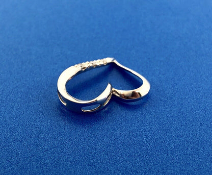 Vintage 10K White Gold Diamond Modernist Abstract Heart Sweetheart Pendant