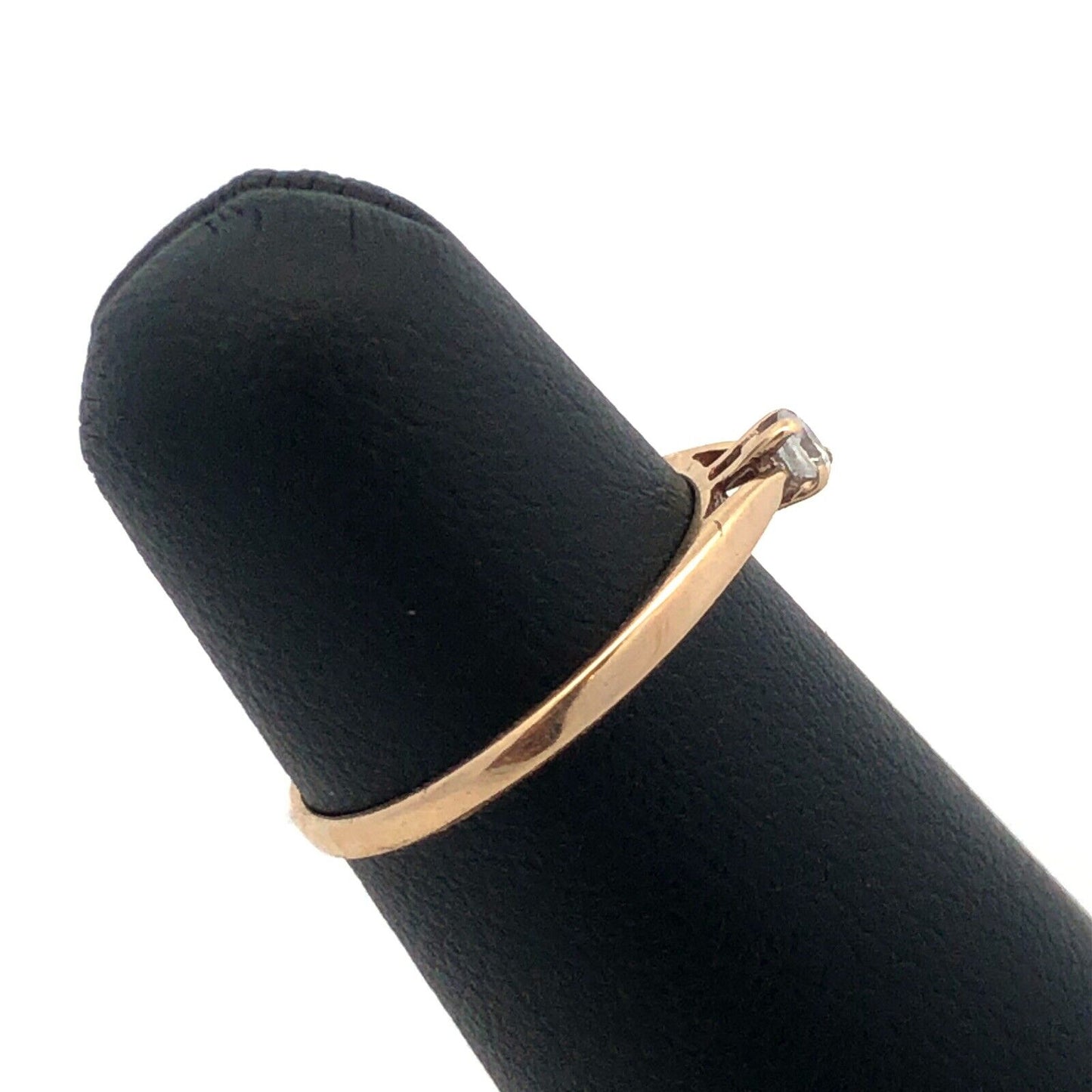 Designer AAJ 10K Yellow Gold Round Cubic Zirconia CZ Solitaire Engagement Ring