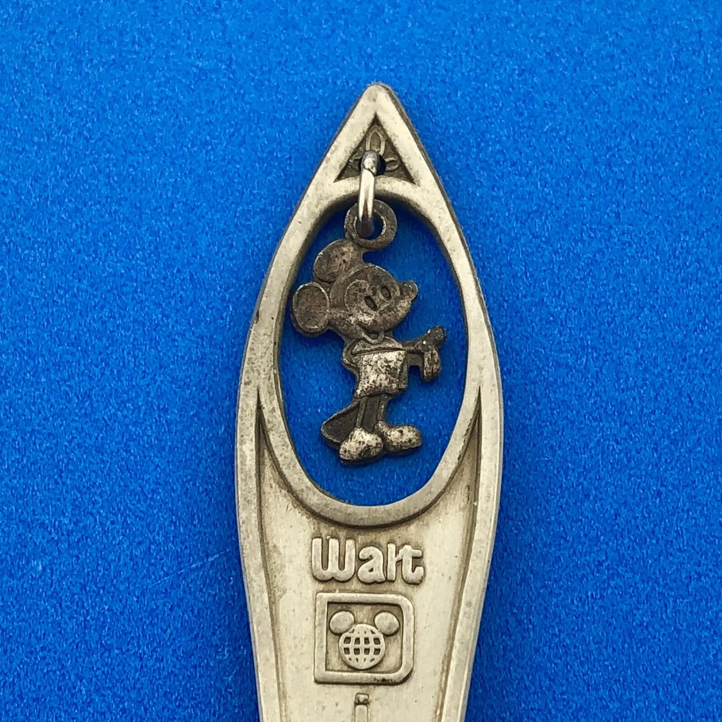 Vintage Silver Tone Walt Disney World Souvenir Spoon Mickey Mouse Dangle Charm