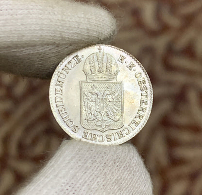 1849 A Austria Billon Silver .4375 Fine 6 Kreuzer Franz Joseph 1 Uncirculated