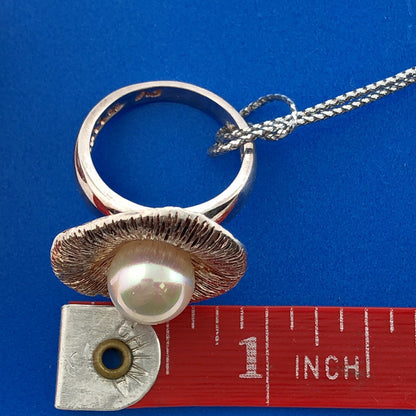 Paola Valentini PV 925 Sterling Silver Pearl Flower Statement Cocktail Ring NWT