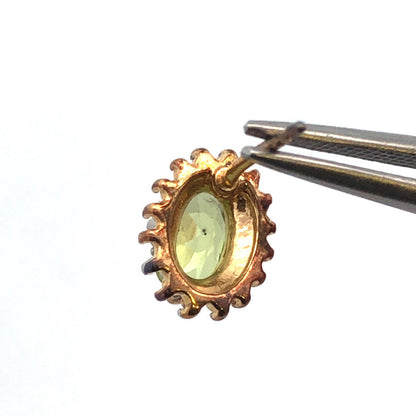 Designer 925 Sterling Silver Vermeil Two Tone Green Peridot Oval Stud Earrings