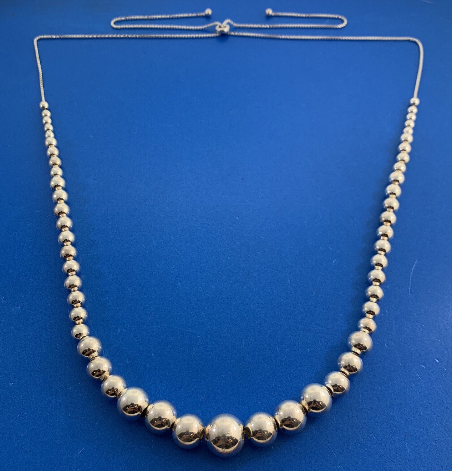 Designer FAS 925 Sterling Silver Taper Bead Adjustable Lariat Style Necklace