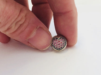 Authentic Pandora Sterling Silver Clear Pink Rose Love of My Life Clip 791053CZ