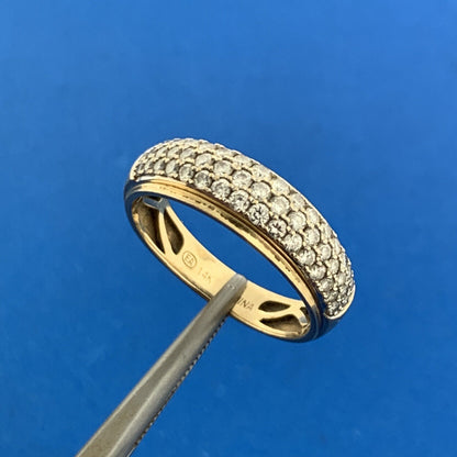 Designer EA 14K Yellow Gold Pave Diamond Anniversary Eternity Wedding Band Ring