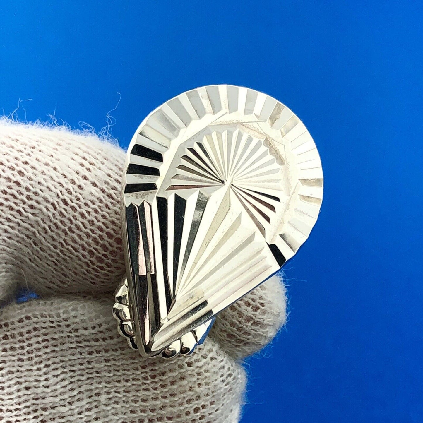 Southwest Sterling Silver 925 Textured Teardrop Friction Back Stud Earrings