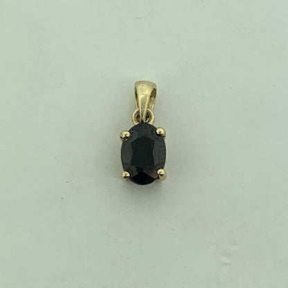 10K Yellow Gold Oval Blue Sapphire Charm Pendant