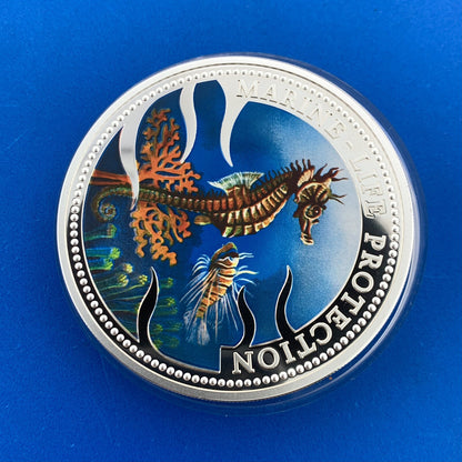 1995 Republic Palau $20 5 Oz Silver Marine Life Colorized Proof Coin Low Mntg