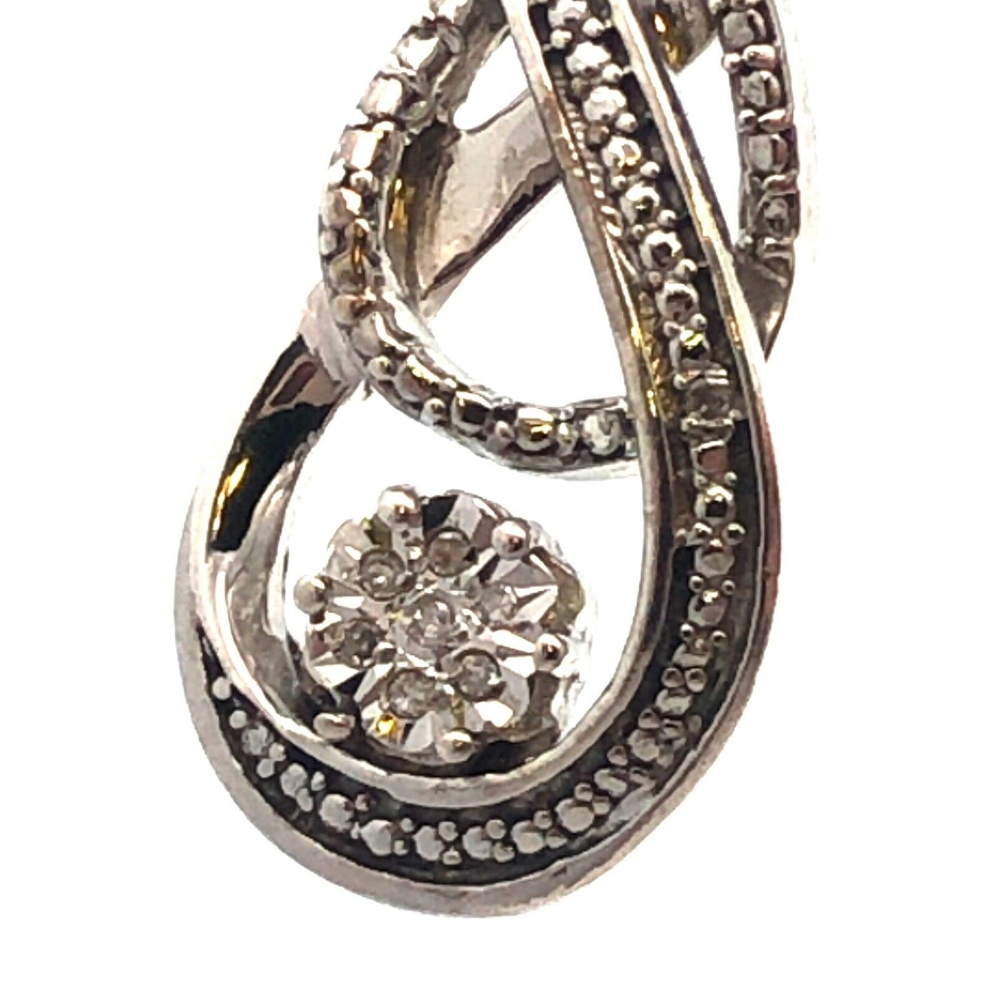 Designer 925 Sterling Silver Round Diamond Swirl Infinity Anniversary Pendant