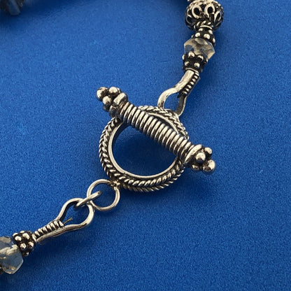 Artisan Sterling Silver 925 Pearl Crystal Bead Toggle Bracelet