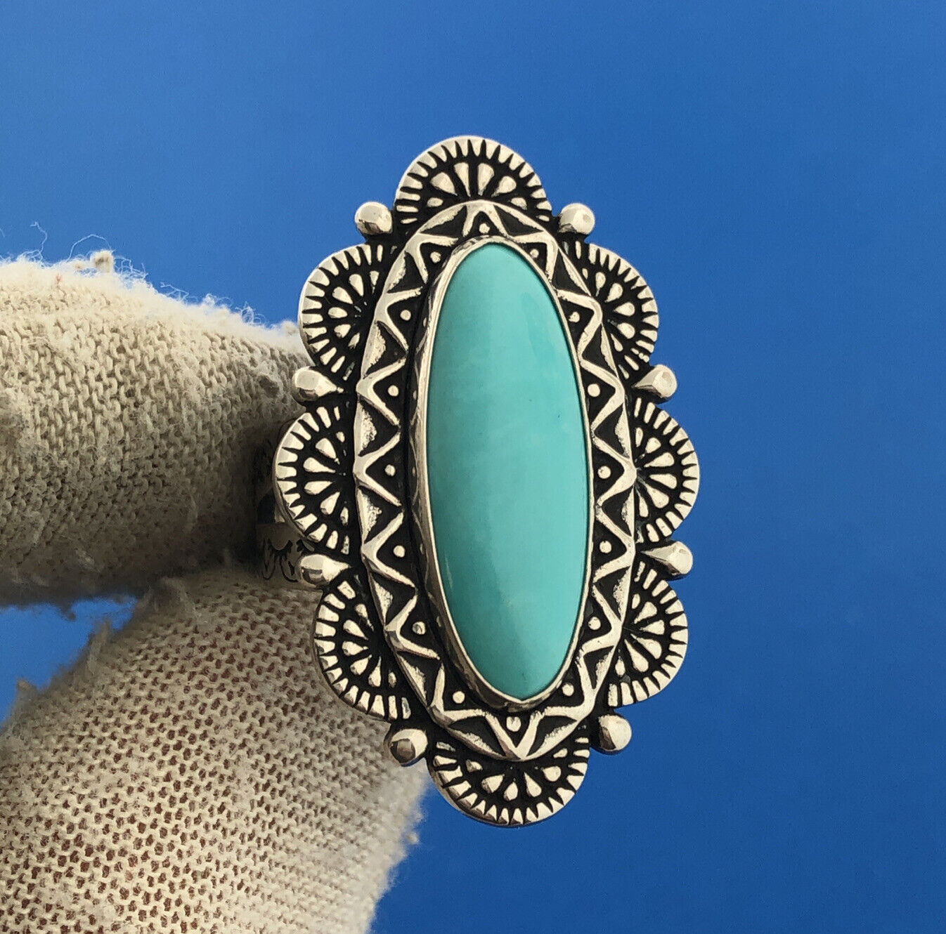 Carolyn Pollack Relios R Moon Sterling Silver Sleeping Beauty Turquoise Ring