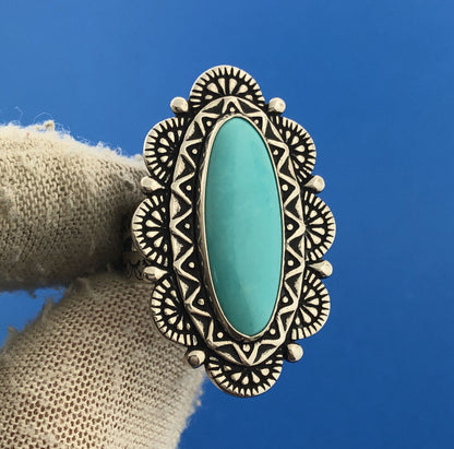 Carolyn Pollack Relios R Moon Sterling Silver Sleeping Beauty Turquoise Ring
