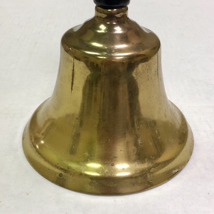 Estate Brass Wooden Black Lacquered Handled Statement Hand Bell Dinner Bell