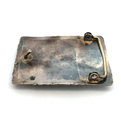 Native American Jameson Lee 925 Sterling Silver Turquoise Floral Belt Buckle