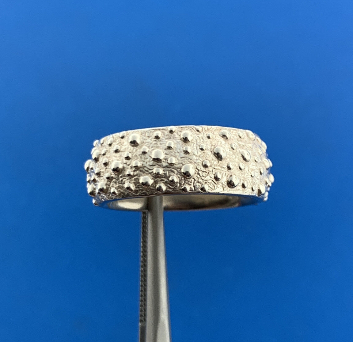 Designer 925 Sterling Silver Textured Bumpy Bead Wide Cigar Band Ring