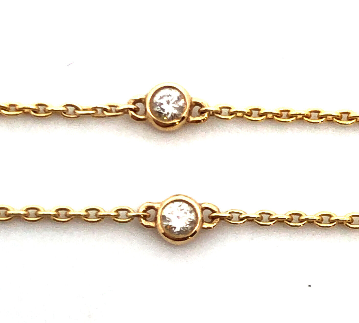 Designer ASHI 14K Yellow Gold .25 1/4 TCW Round Diamond Station Chain Necklace