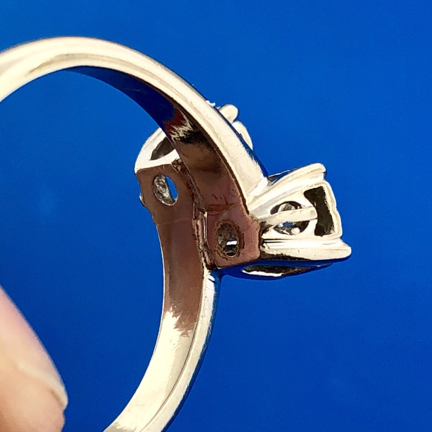 Vintage 14K White Gold Diamond Duo Buttercup Bypass Engagement Bridal Ring