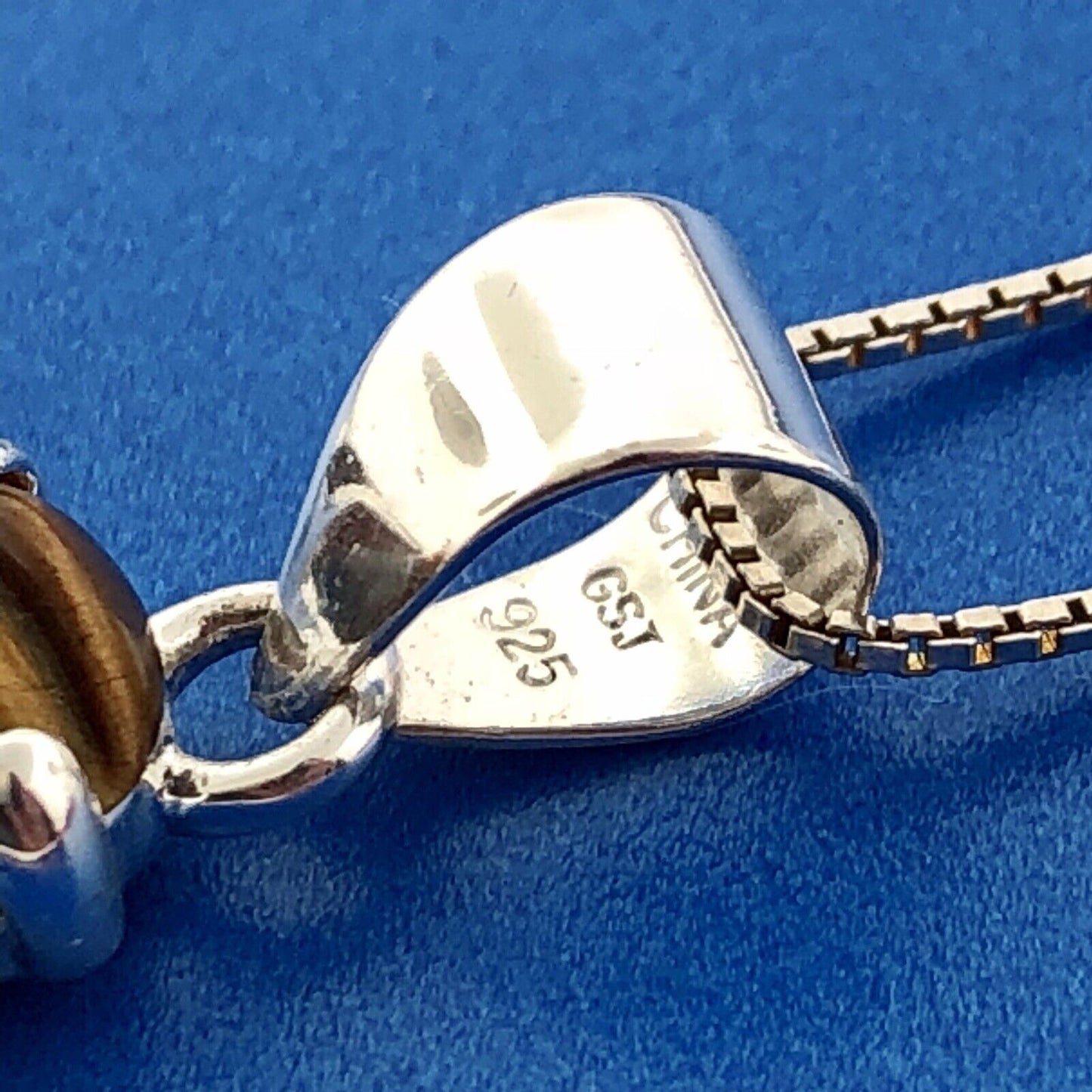 Designer GSJ Sterling Silver 925 Citrine Tigers Eye Cross Statement Necklace