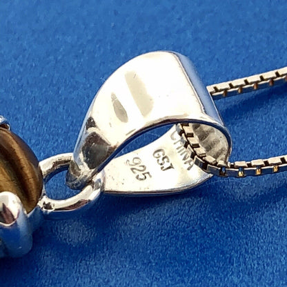 Designer GSJ Sterling Silver 925 Citrine Tigers Eye Cross Statement Necklace