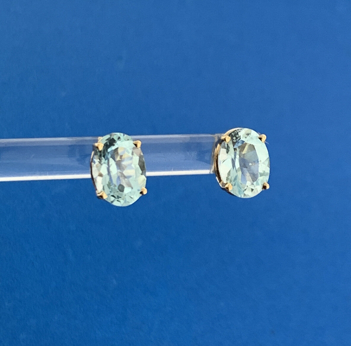 Designer 14K Yellow Gold Swiss Blue Topaz December Anniversary Stud Earrings