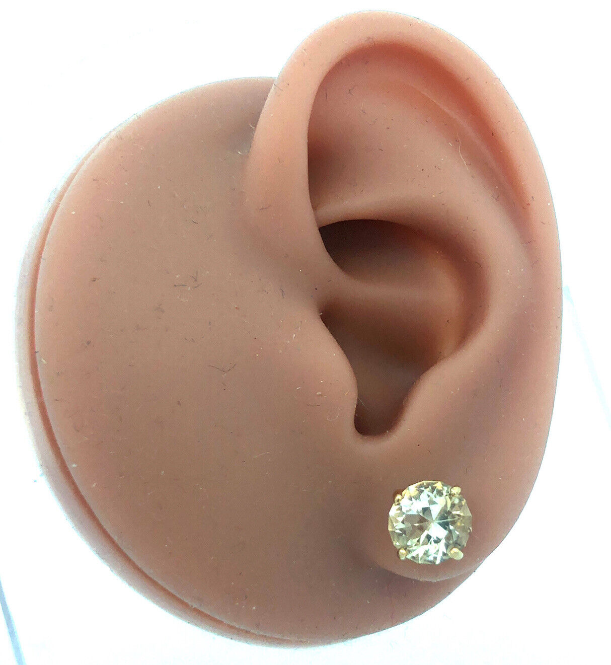 Stunning 14K Yellow Gold Honey Quartz Solitaire Statement Stud Earrings