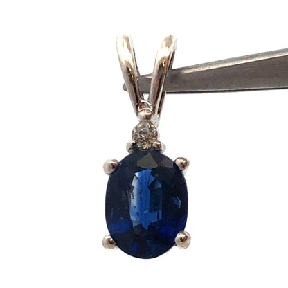Designer TGGC 10K White Gold Blue Spinel White Topaz Drop Charm Pendant