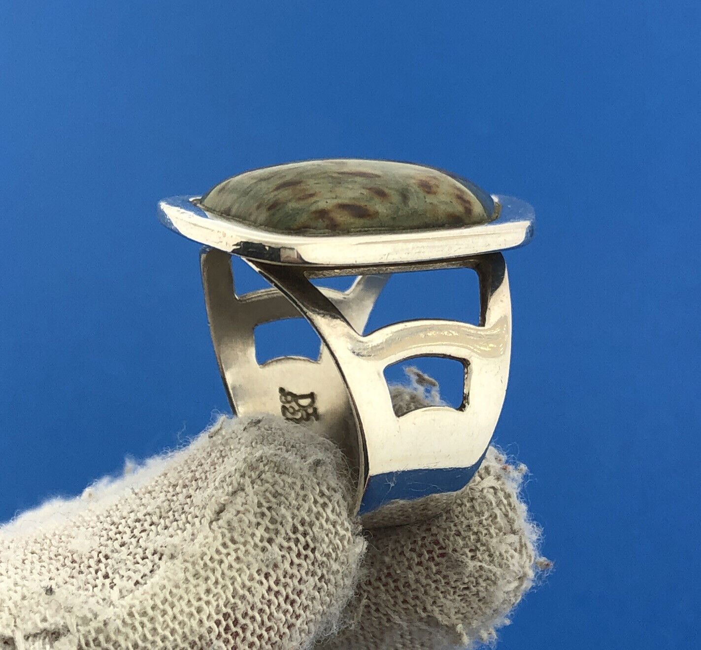 Jay King Desert Rose Trading Sterling Silver Jasper Modernist Cocktail Ring