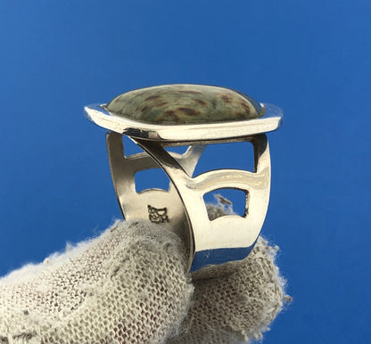 Jay King Desert Rose Trading Sterling Silver Jasper Modernist Cocktail Ring